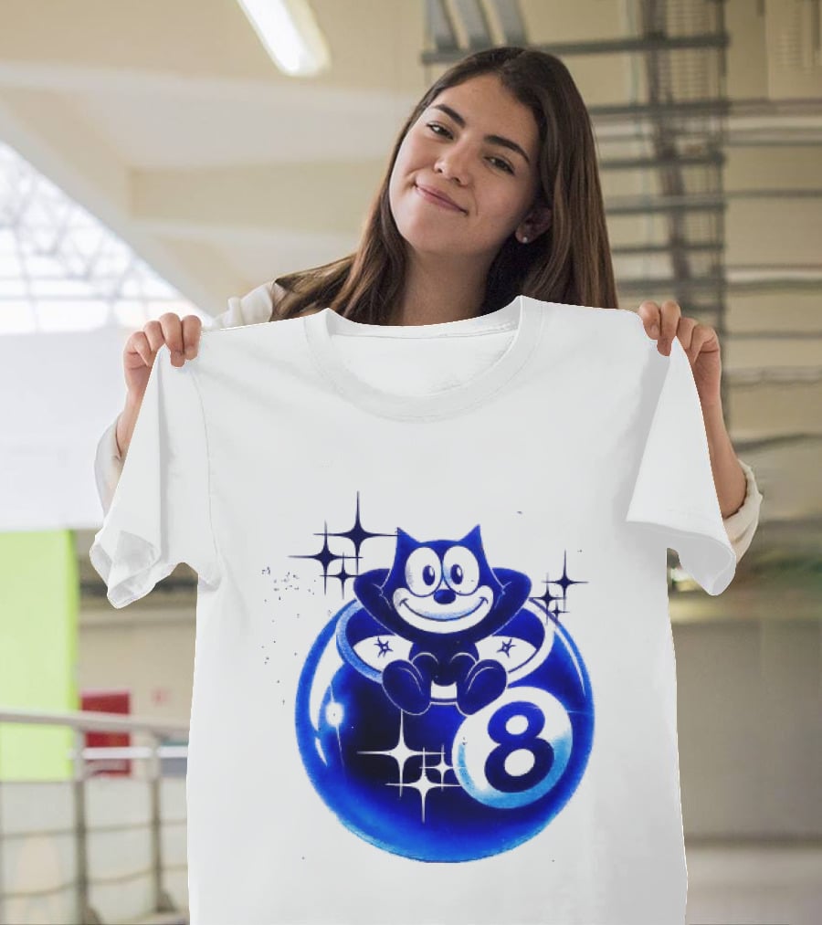 Felix The Cat Vintage Classic Figure Eight Ball Stars T-Shirt