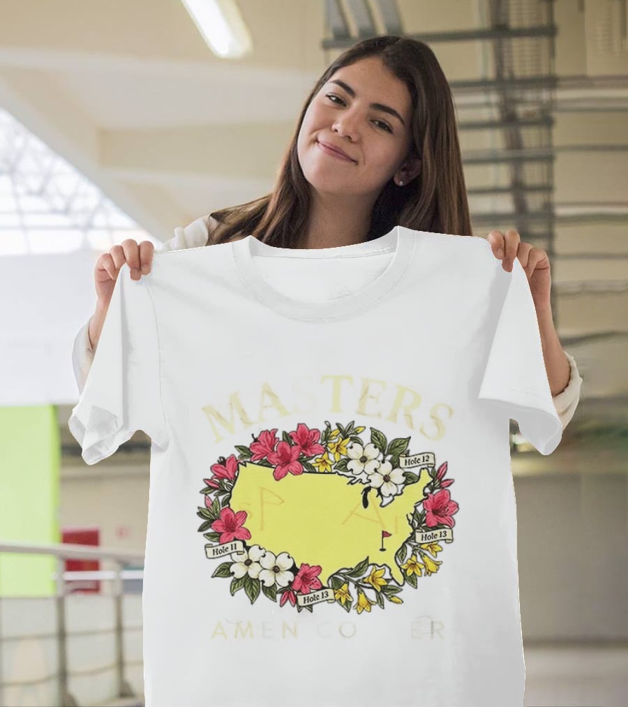 Masters Golf Tournament Augusta National Golf Club 2026 Hole 11 12 13 Map Flower T-Shirt