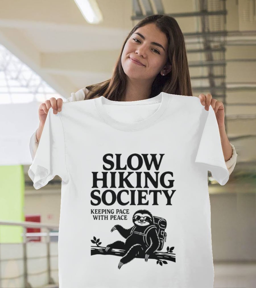 Slow Hiking Society Sloth Keeping Pace With Peace T-Shirt