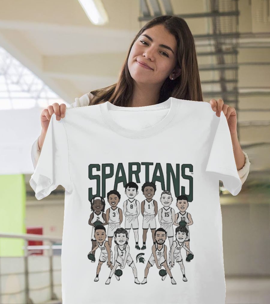 Michigan State Spartans Mens Basketball Team Caricature Players 3 8 1 15 10 35 T-Shirt