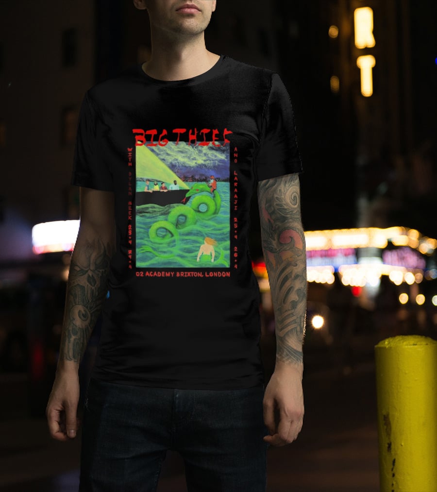 Big Thief Apr 23 2026 London Tour With Sea Serpent And Boat Scene T-Shirt