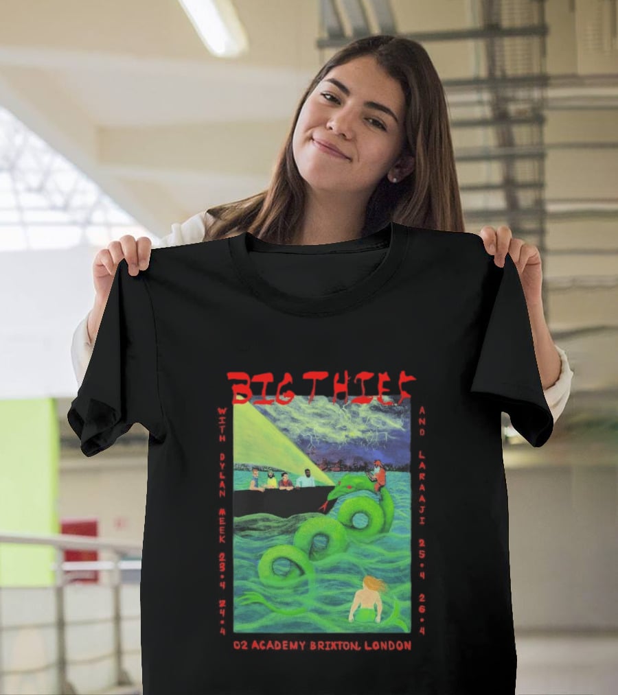 Big Thief Apr 23 2026 London Tour With Sea Serpent And Boat Scene T-Shirt