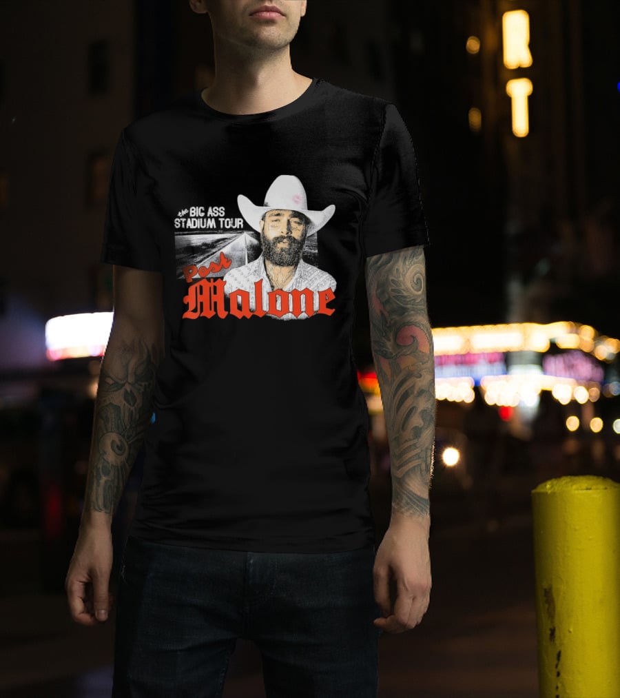 Post Malone Big Ass Stadium Tour Cowboy Hat Tattoo T-Shirt