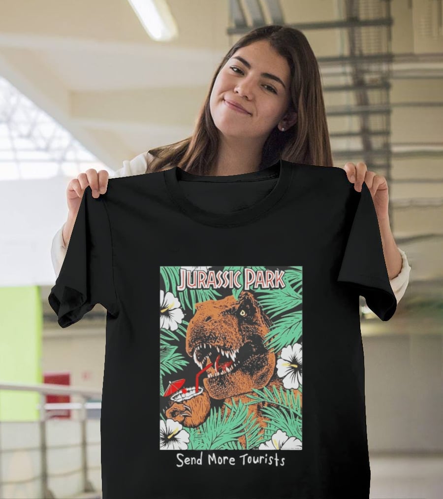 Jurassic Park Send More Tourists Rex Tropical Drink Scene T-Shirt