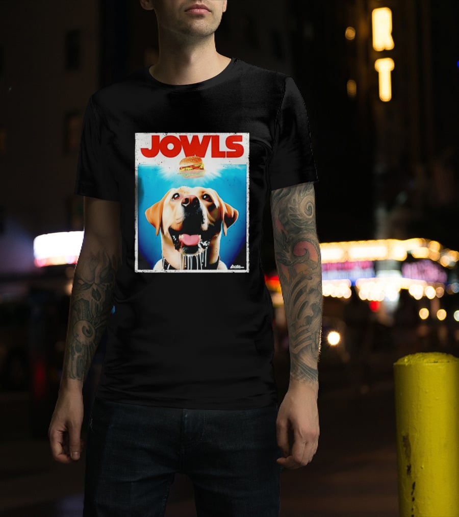 Jowls Labrador Dog Looking At Hamburger T-Shirt