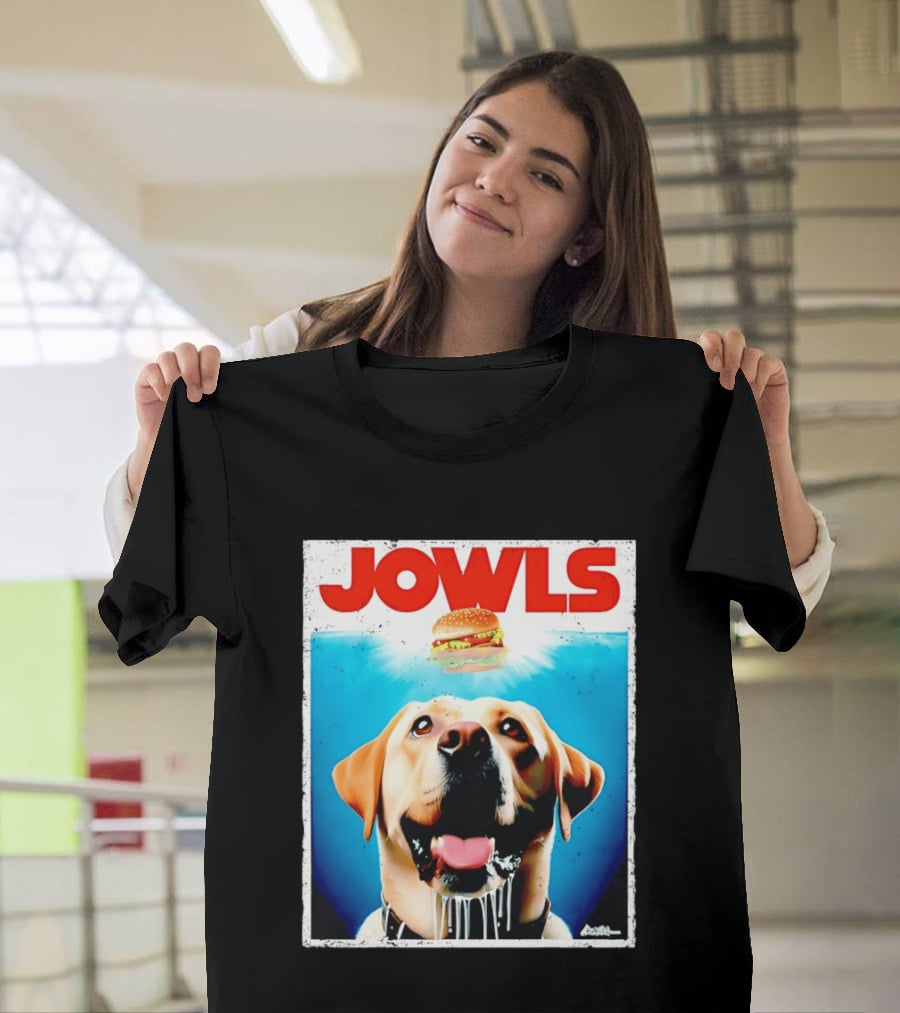 Jowls Labrador Dog Looking At Hamburger T-Shirt