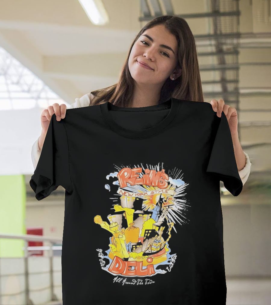 Rein's New York Style Deli Statue Of Liberty Cityscape Explosion T-Shirt