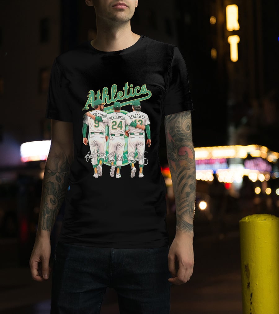 Rickey Henderson Reggie Jackson Dennis Eckersley Oakland Athletics Legends T-Shirt