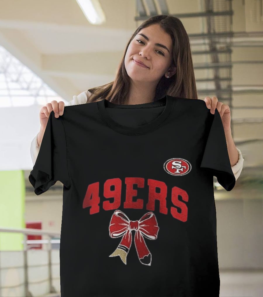 San Francisco 49ers 49ERS SF Ribbon Retired Teacher Lover T-Shirt