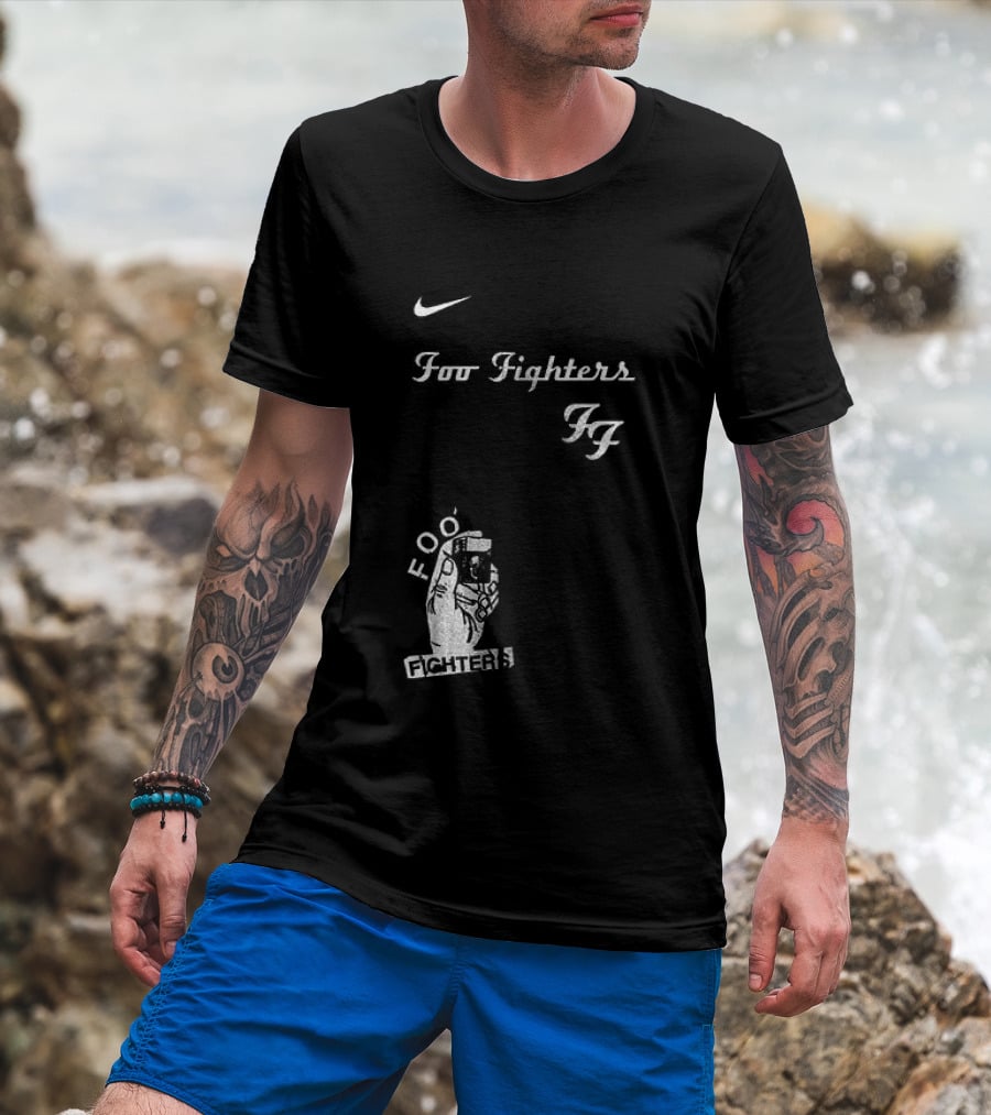 Foo Fighters Nike Do You Love Rock N Roll Skull Tattoo T-Shirt