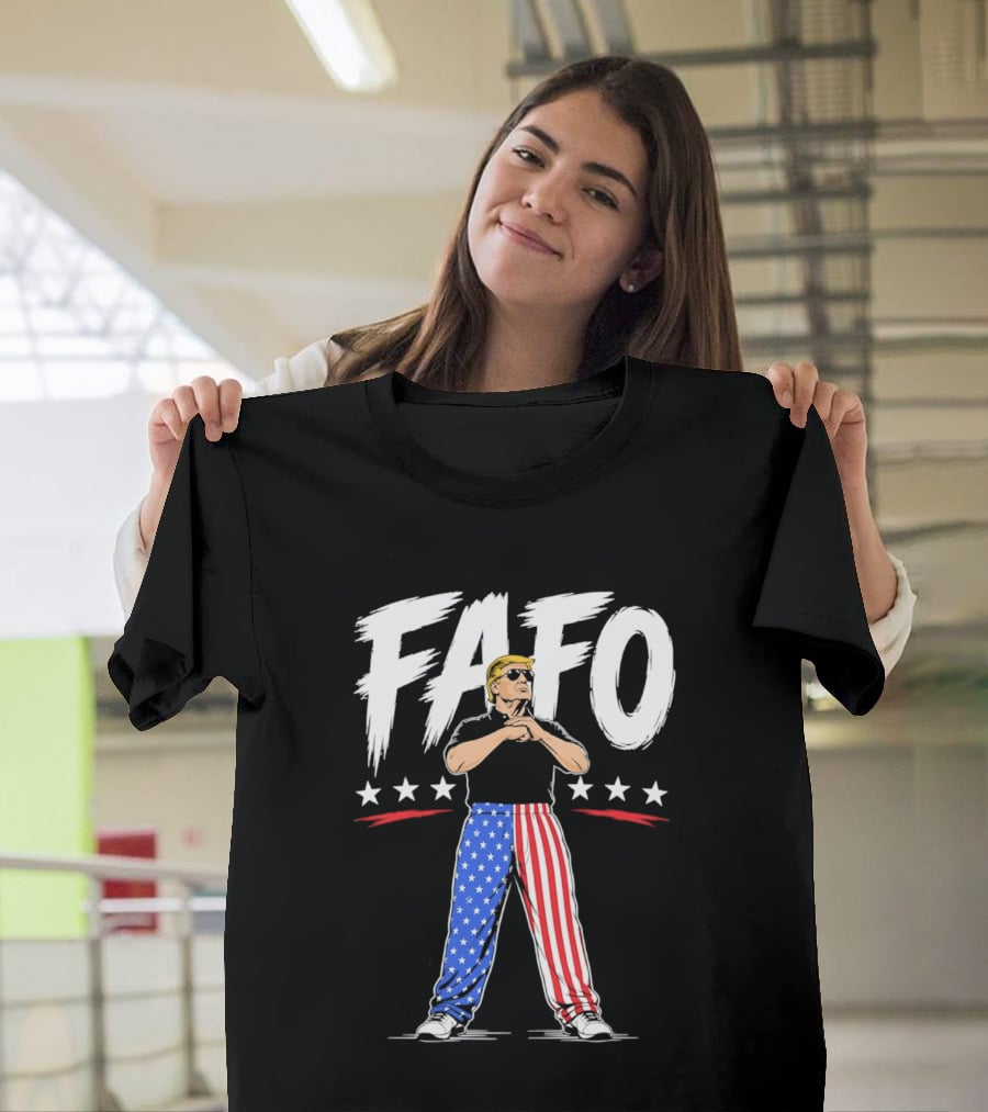 FAFO Patriotic USA Stars Stripes Pants With Figure And Shades T-Shirt