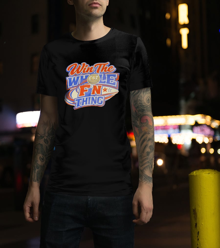 Win The Whole F'N Thing Hockey EST Red White Blue Stars T-Shirt