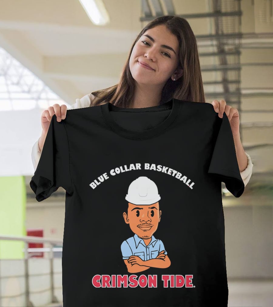 Crimson Tide Blue Collar Basketball Caricature T-Shirt