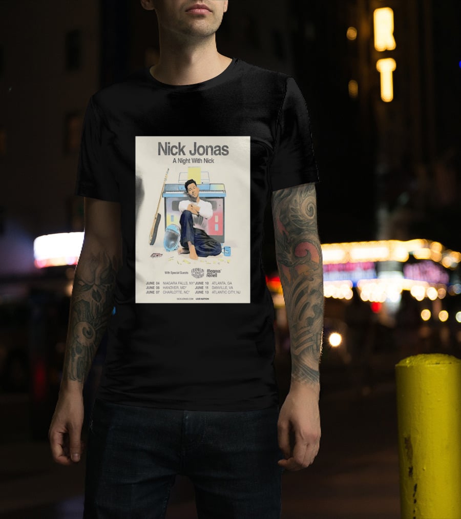 Nick Jonas A Night With Nick Tour 2026 Franklin Jonas Magnus Ferrell Live Nation T-Shirt