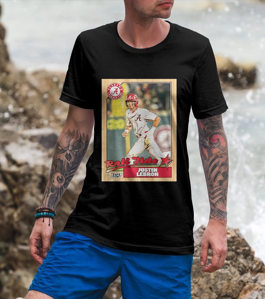 Justin Lebron Alabama Crimson Tide Roll Tide Bama Baseball Card T-Shirt