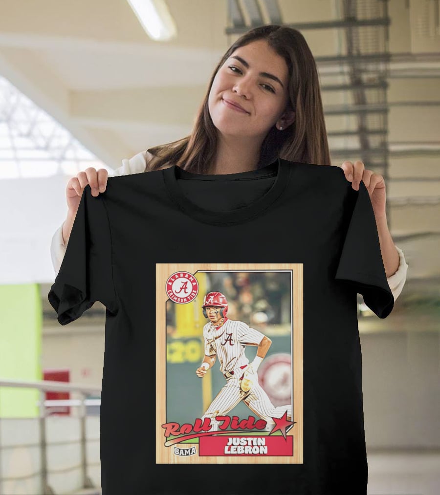 Justin Lebron Alabama Crimson Tide Roll Tide Bama Baseball Card T-Shirt