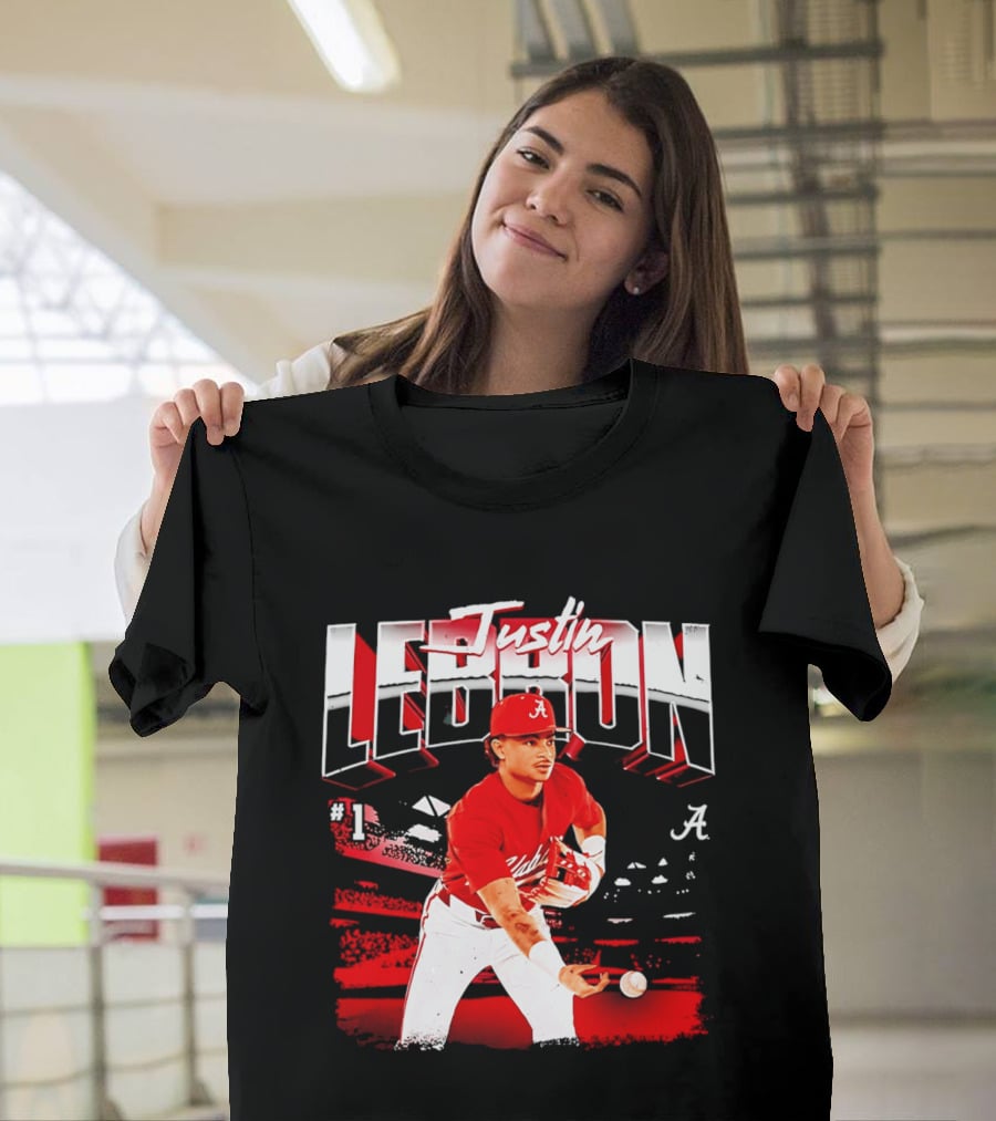 Justin Lebron Alabama Crimson Tide Baseball Player In Action T-Shirt