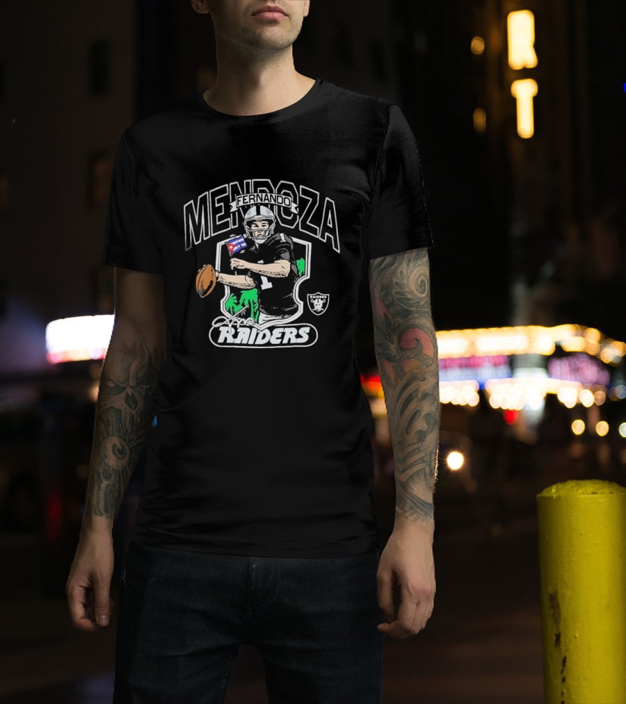 Fernando Mendoza Las Vegas Raiders Football Player Caricature T-Shirt