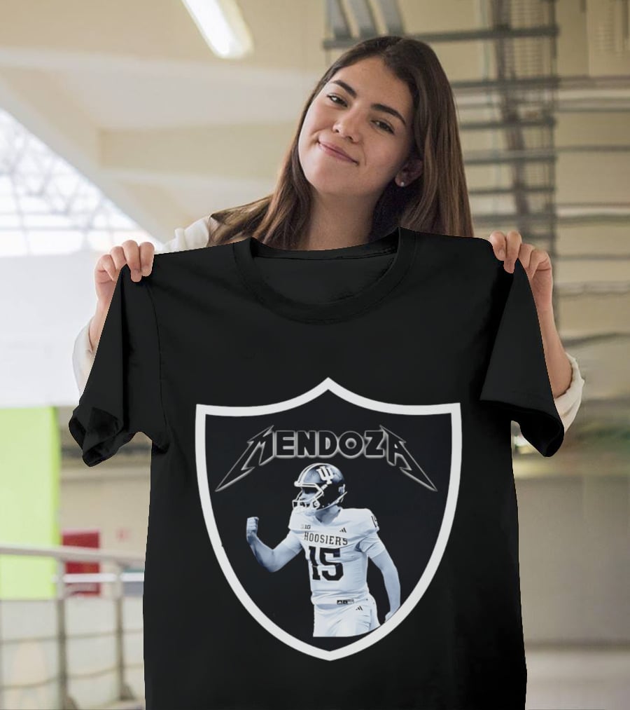 Mendoza Hoosiers 15 Shield Style Las Vegas Raiders T-Shirt