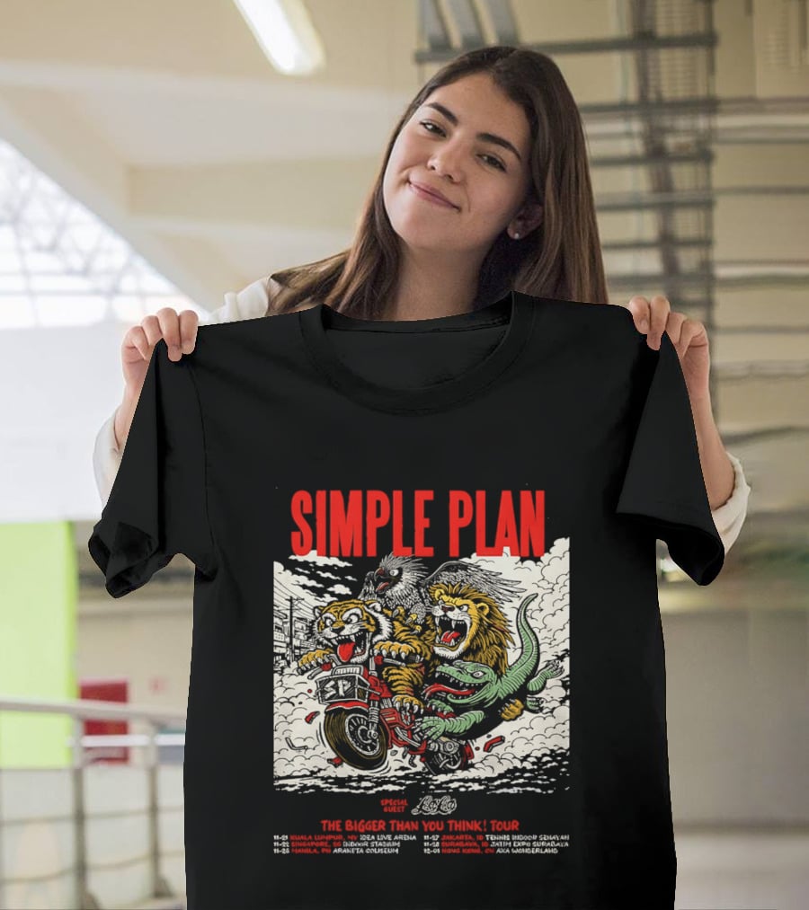 Simple Plan 2024 The Bigger Than You Think Tour Dates Lion And Monster Motocross T-Shirt