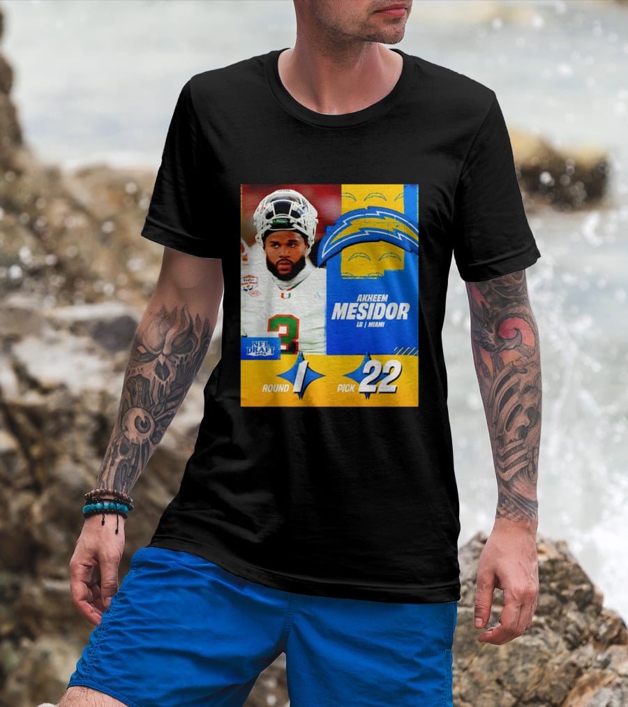 NFL Draft 2026 Los Angeles Chargers Akheem Mesidor Round 1 Pick 22 T-Shirt