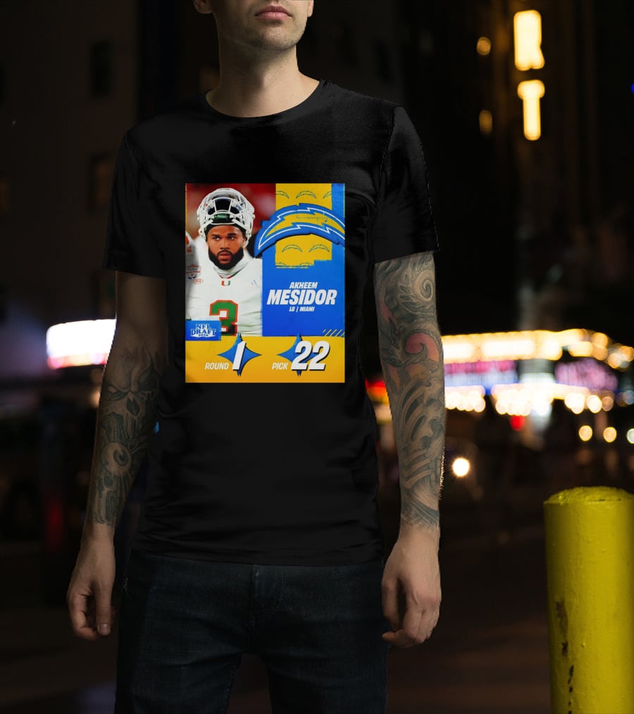 NFL Draft 2026 Los Angeles Chargers Akheem Mesidor Round 1 Pick 22 T-Shirt