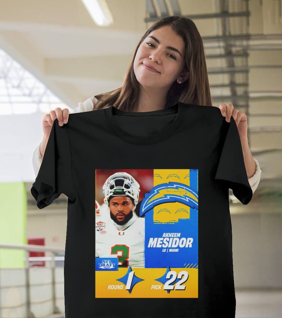 NFL Draft 2026 Los Angeles Chargers Akheem Mesidor Round 1 Pick 22 T-Shirt