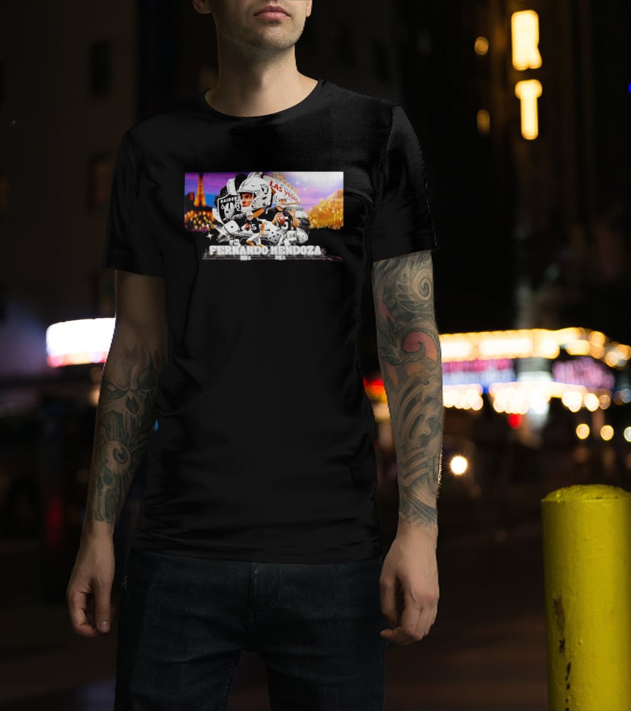 Fernando Mendoza Raiders Las Vegas Lights Casino Dice Football Draft T-Shirt