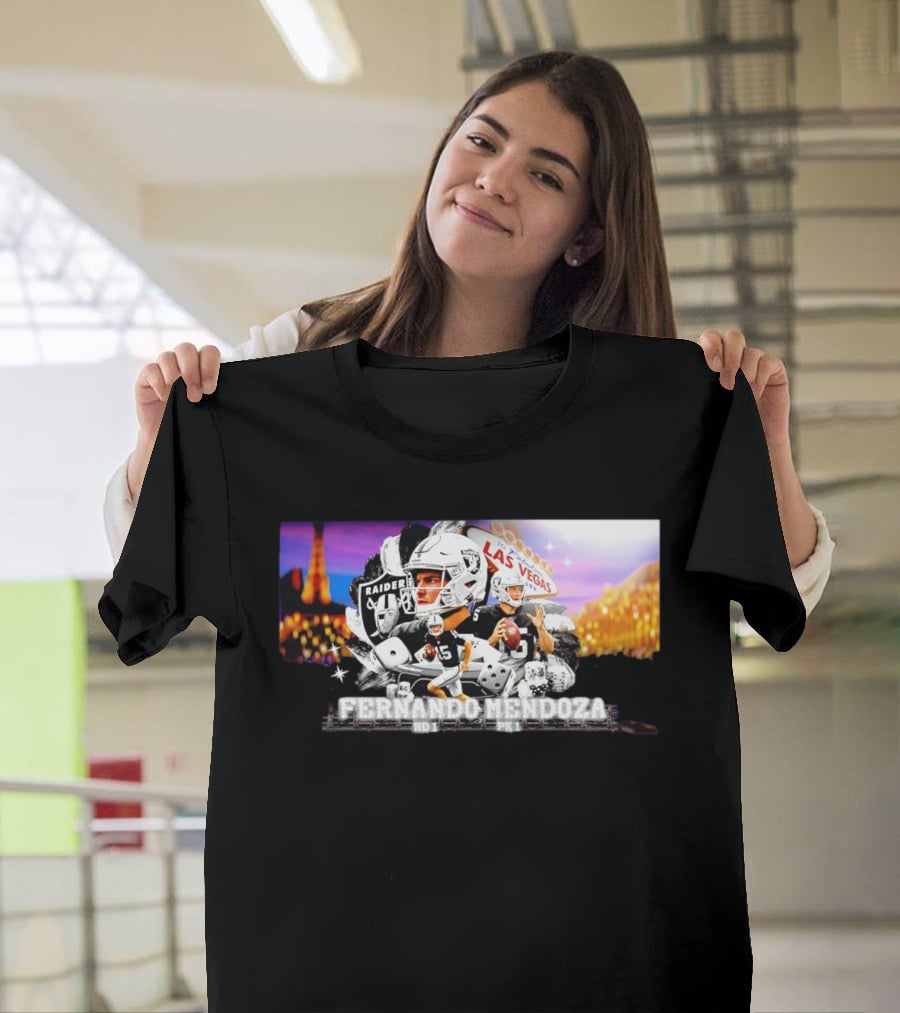 Fernando Mendoza Raiders Las Vegas Lights Casino Dice Football Draft T-Shirt