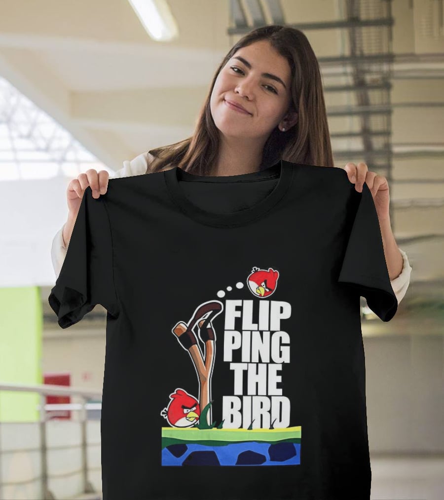 Flipping The Bird Angry Slingshot Birds T-Shirt