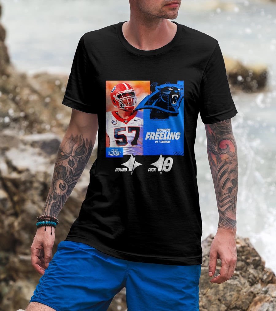 Monroe Freeling Georgia OT Round 1 Pick 19 Carolina Panthers 2026 NFL Draft T-Shirt