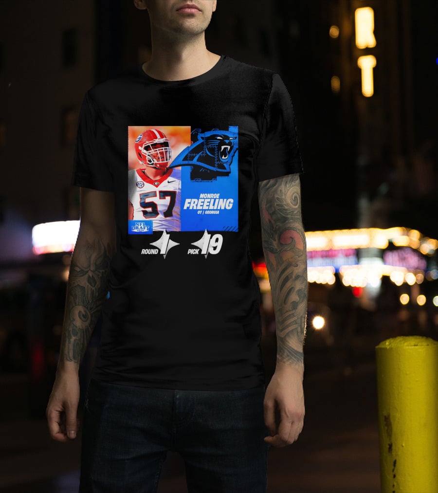 Monroe Freeling Georgia OT Round 1 Pick 19 Carolina Panthers 2026 NFL Draft T-Shirt