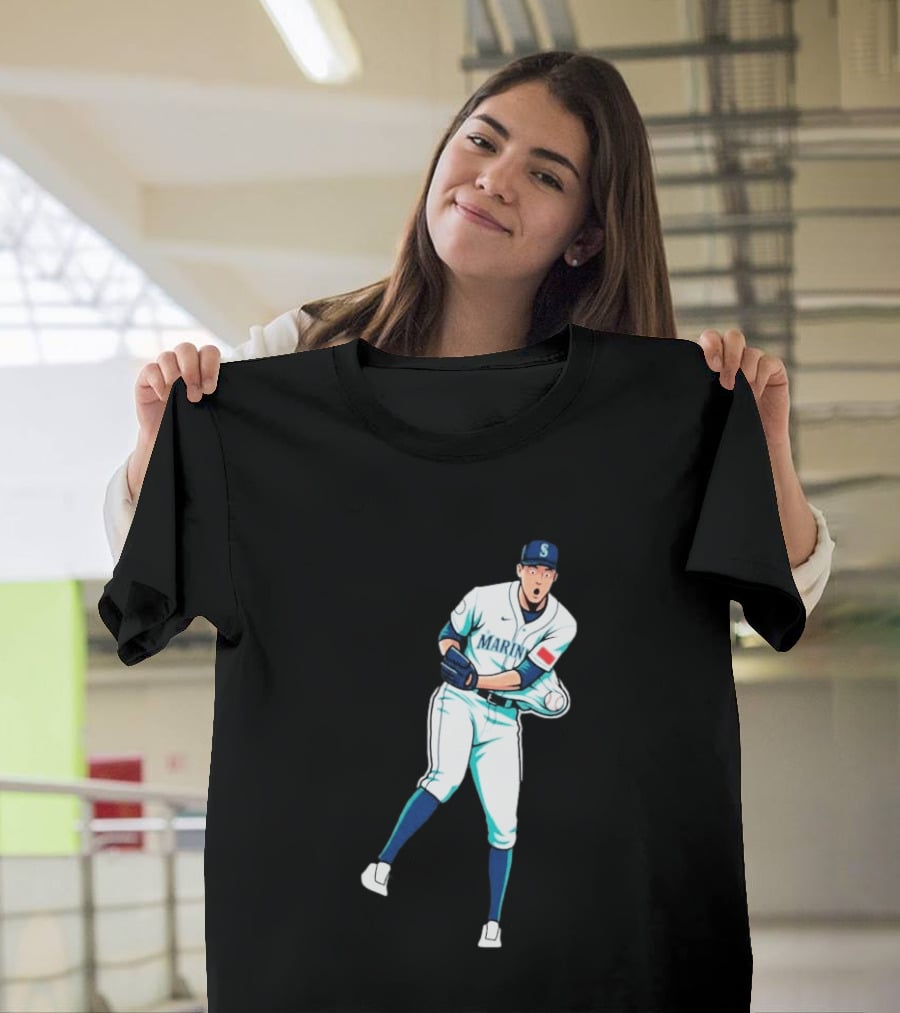 Mariners Gogan Gilbert Baseball Pitcher Action Scene T-Shirt