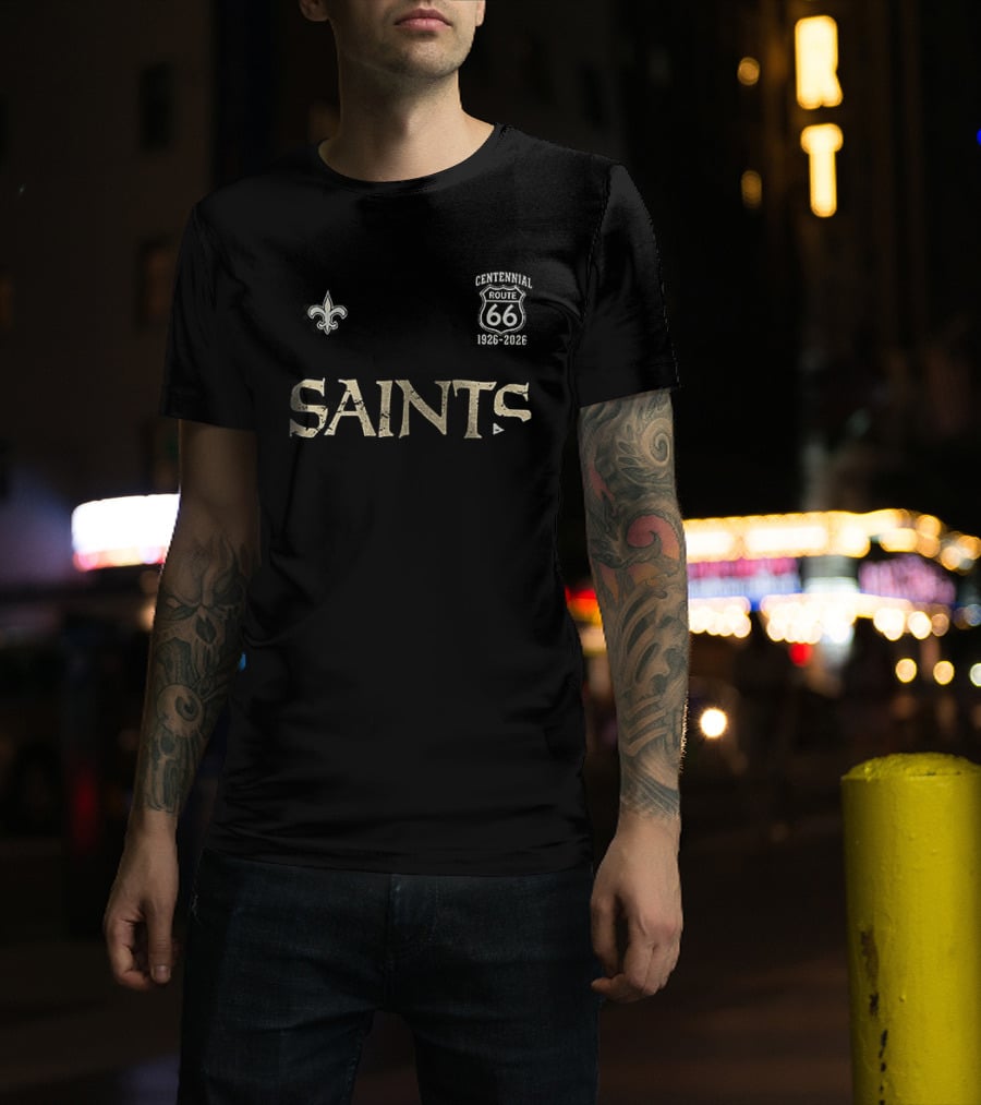 New Orleans Saints Route 66 Centennial 100th Anniversary Fleur De Lis T-Shirt