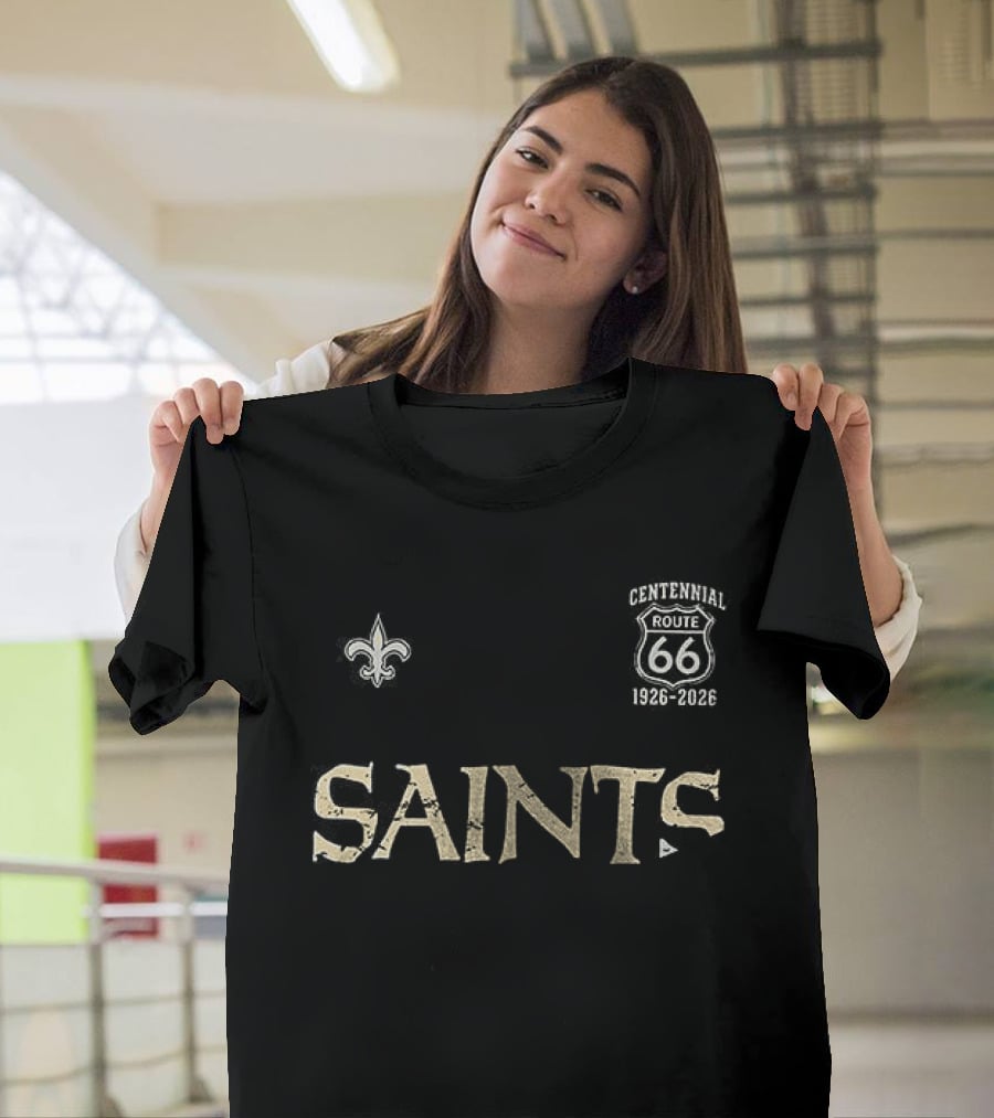 New Orleans Saints Route 66 Centennial 100th Anniversary Fleur De Lis T-Shirt