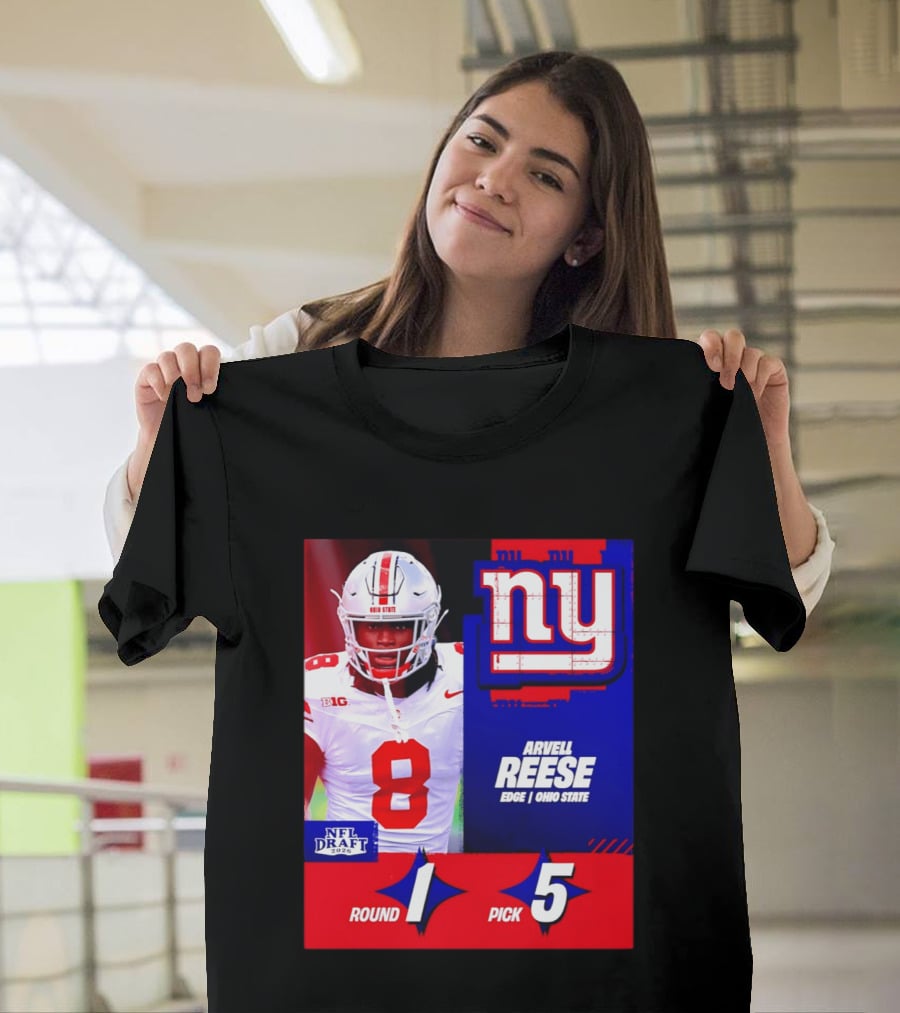 New York Giants NFL Draft 2026 Arvell Reese Ohio State Round 1 Pick 5 T-Shirt