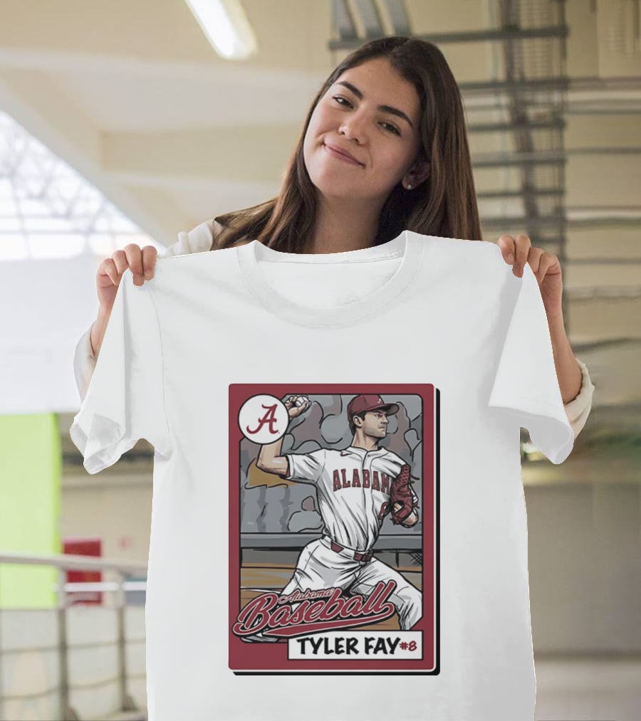 Alabama Crimson Tide Baseball Tyler Fay #8 Cartoon Card T-Shirt