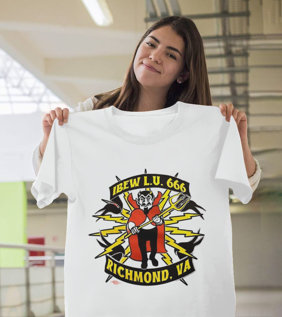IBEW LU 666 Richmond VA Devil With Pitchfork And Lightning Bolts T-Shirt