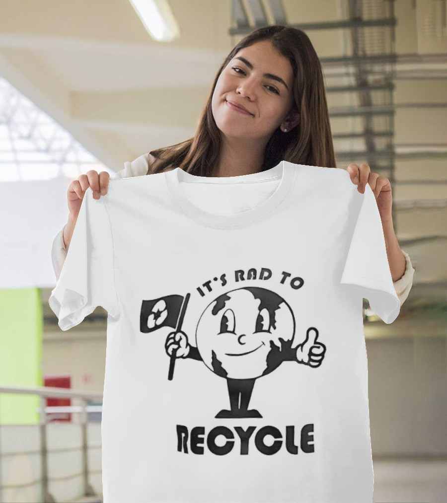 It's Rad To Recycle Earth Character With Flag And Thumbs Up T-Shirt