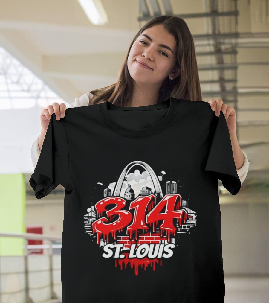 314 St Louis Blood Melting Skyline Arch Brick Wall T-Shirt