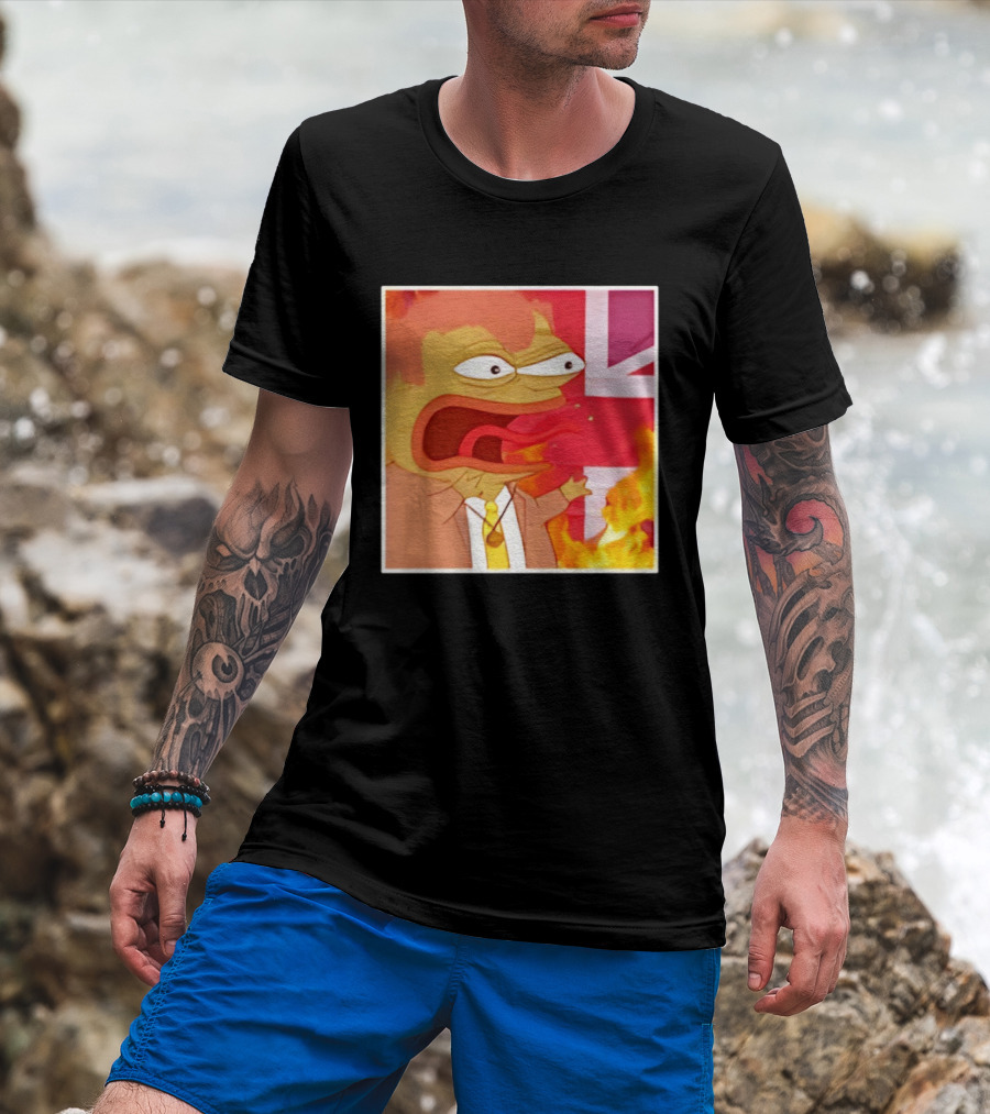 Frog Meme Flaming UK Flag Reaction T-Shirt