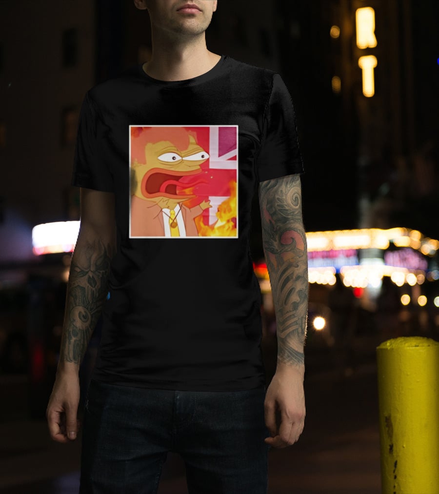 Frog Meme Flaming UK Flag Reaction T-Shirt