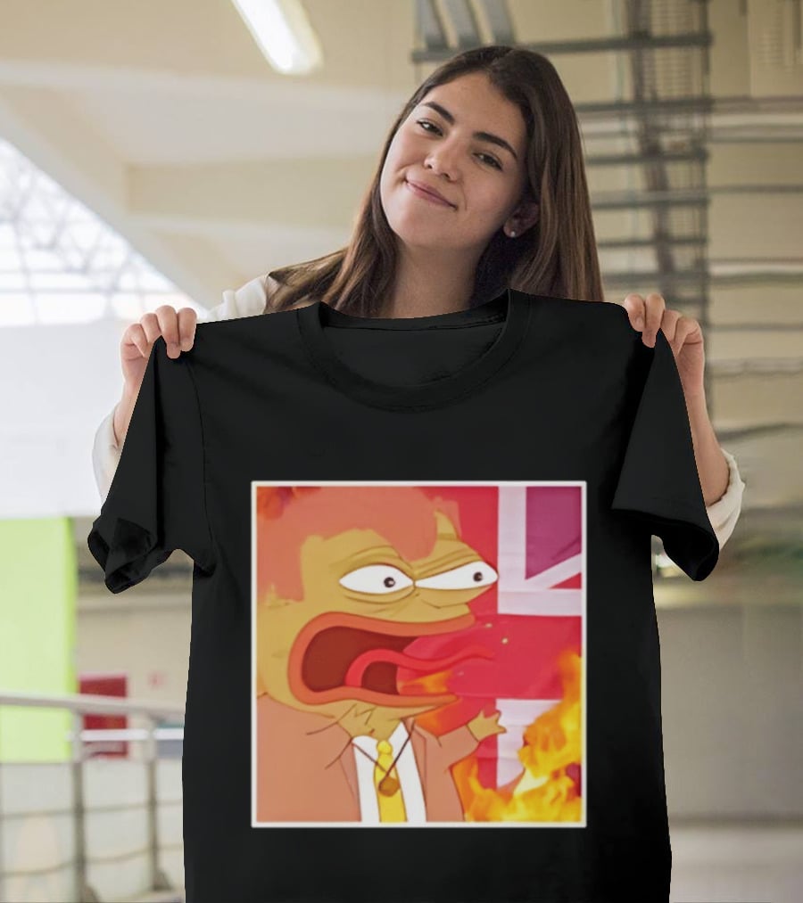 Frog Meme Flaming UK Flag Reaction T-Shirt