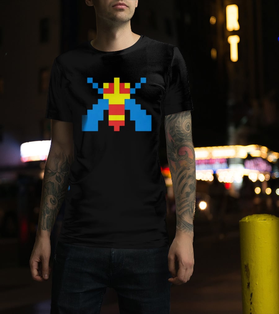 Galaga Alien Sprite Pixelated Retro Video Game T-Shirt