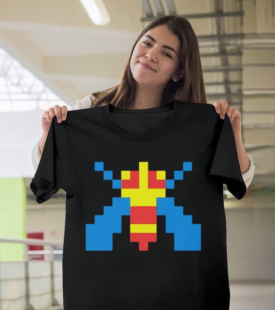 Galaga Alien Sprite Pixelated Retro Video Game T-Shirt