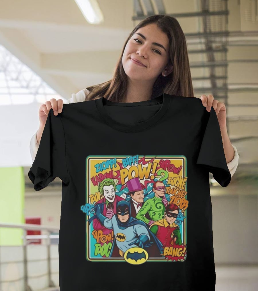 Batman Holy 50 Years POW BANG Joker Riddler Robin Comic T-Shirt