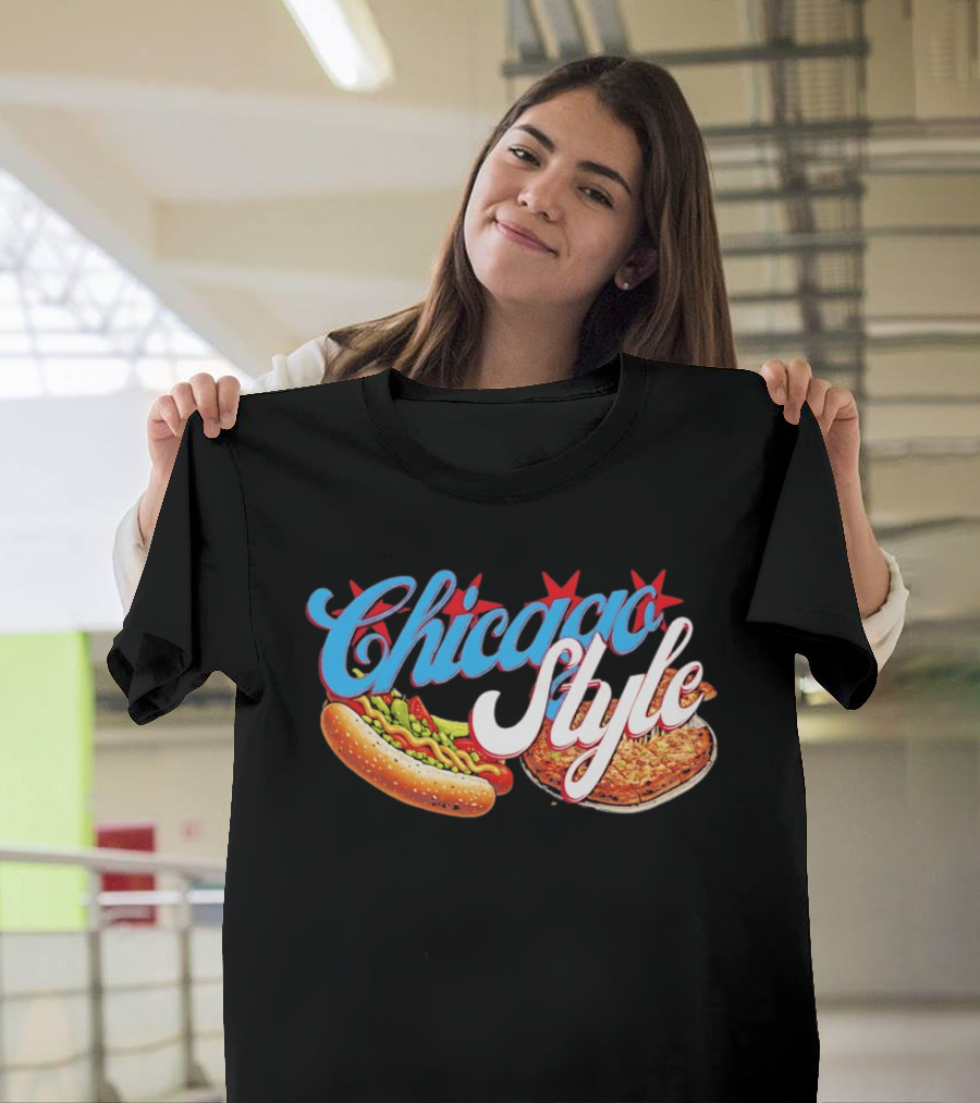 Chicago Style Hot Dog And Deep Dish Pizza T-Shirt
