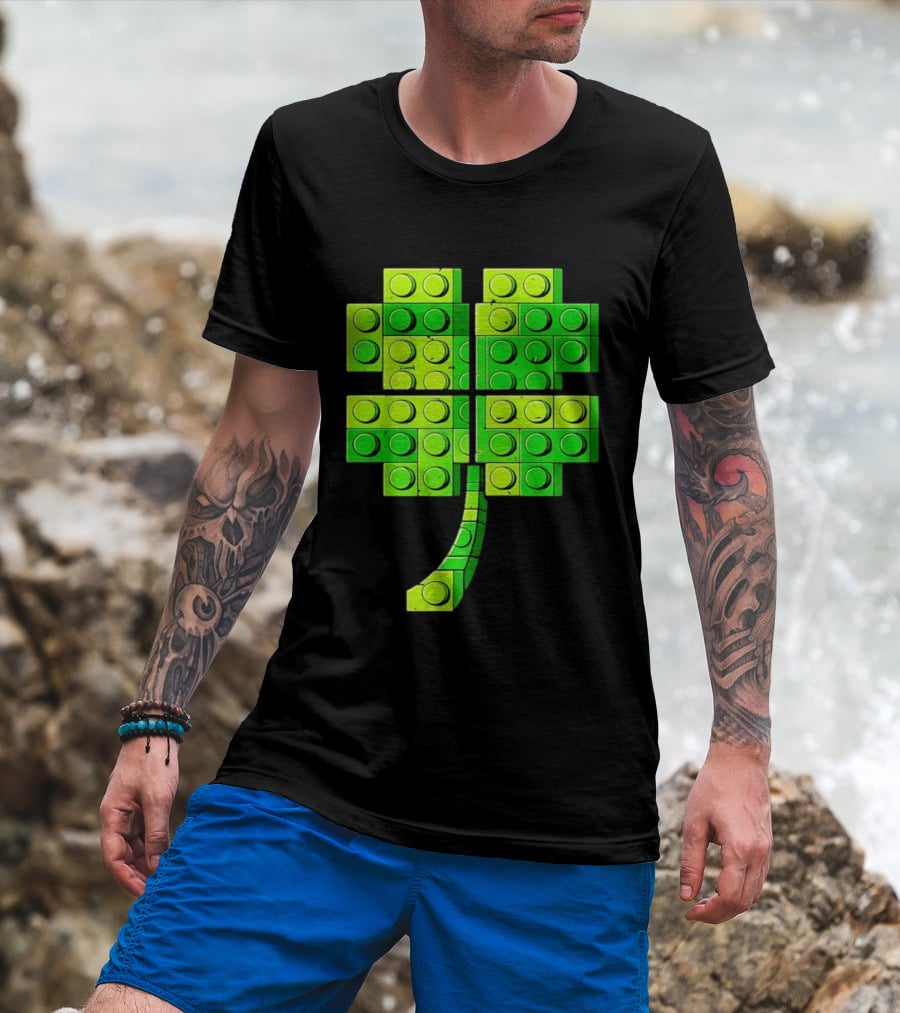 Shamrock Building Blocks Clover St Patrick's Day T-Shirt