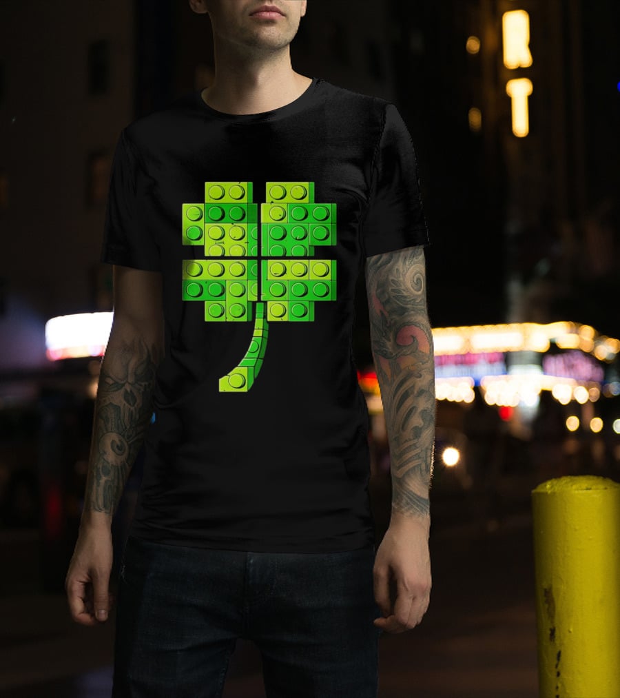 Shamrock Building Blocks Clover St Patrick's Day T-Shirt