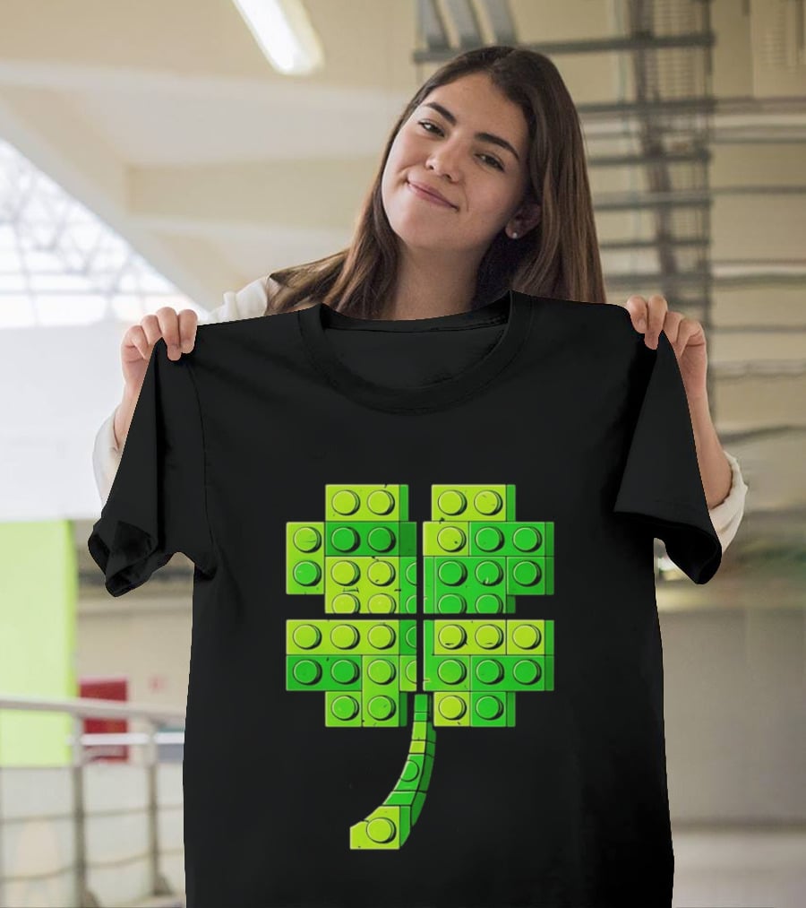 Shamrock Building Blocks Clover St Patrick's Day T-Shirt